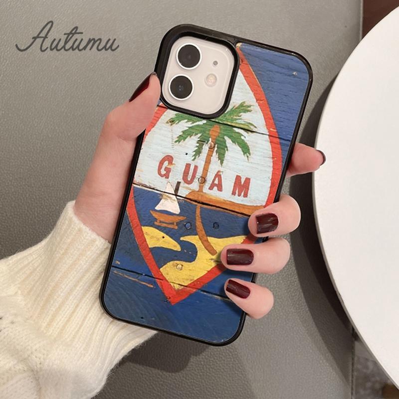 Guam Flaggen Handyhülle für iPhone 11 12 13 14 Pro Max mini X XR XS SE 2020 5 6S 7 8 Plus Samsung Galaxy S21 S22 Hülle