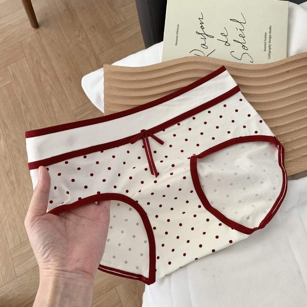 Lady Spring and Autumn Year Marriage Red Pure Cotton Extended Crotch Wrapped Hip Underwear