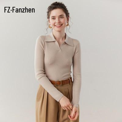 Fanzhen Damen Herbst/Winter 2025 Kaschmir-Polo-Pullover