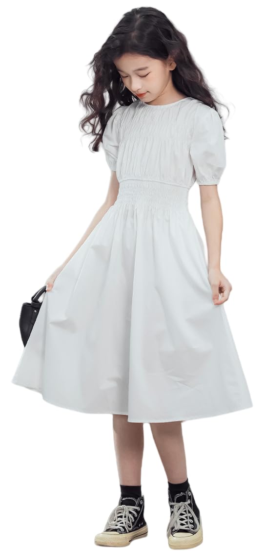 

KOSIKINI Корейские Летние Размеры Корейское Платье Платье, Детская Одежда, Платье для Девочек, Стильное, Юниорское, Стиль, Одежда, 120см, 130см, 140см, 150см, 160см, белый