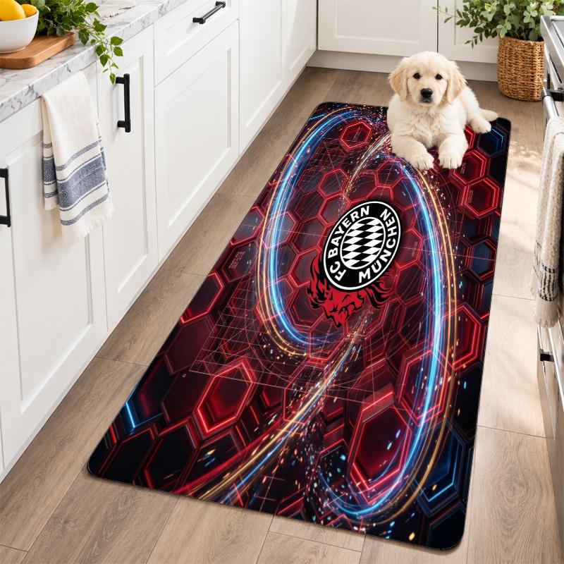 Flannel Kitchen Mat Bayern Munich Soft Area Rug Non Slip Floor Carpet Home Decoration