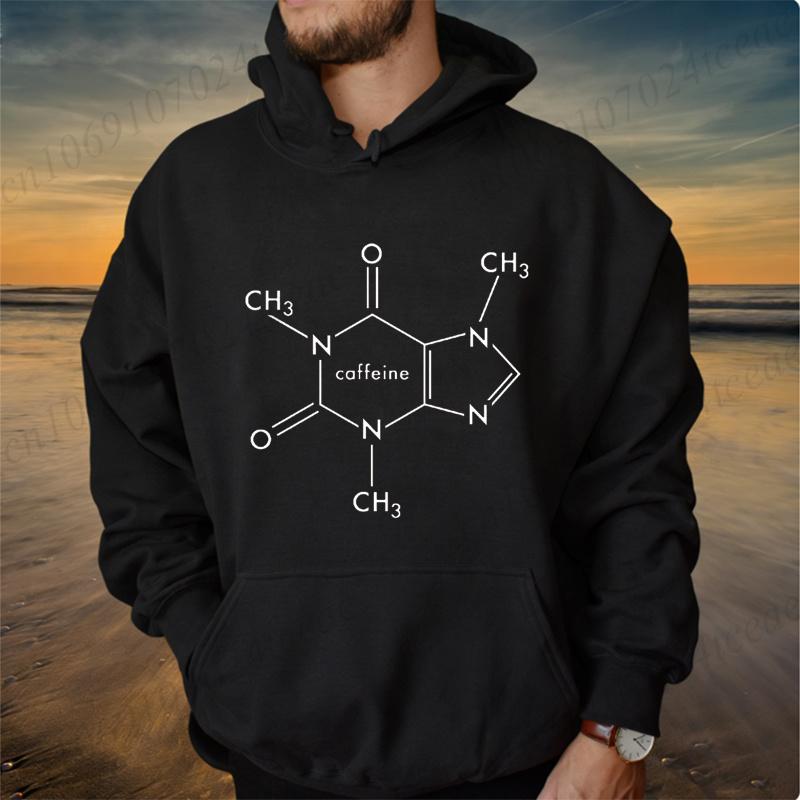 Funny Caffeine Molecule Graphic Design Personalized Men Women Hoodies Novelty Sweatshirt Coffee Drinker Fashion Brand Hoodies L