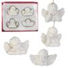 Set of 4 White Polyresin Angel Pendants 3.5x5 Cm - Christmas Decoration