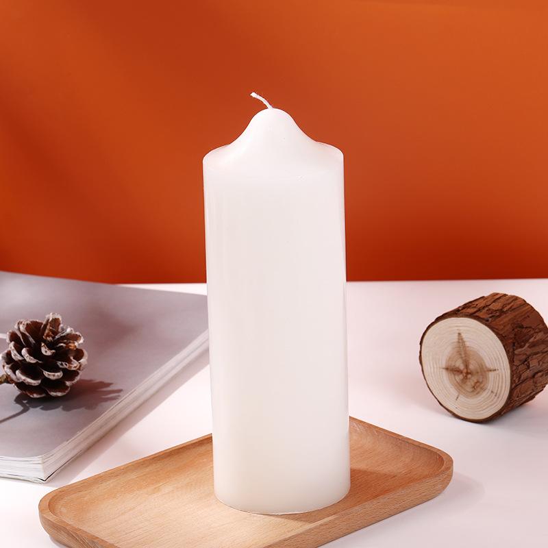 Household Emergency Lighting Bold Red and White Candle Pointed Odorless Long Pole Cylindrical Large Candle