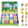 Colorful 12-Piece Gift Set of Bath Bombs for Kids [60g Each] with Marine Animal Toys and Bath Balls. Perfect for Bubble Baths, Bathtime, and