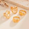 Salircon 4Pcs/Set Vintage Gold Color Smooth Chunky Rings Women Minimalist Geometric Knuckle Joint Ring Fashion Couple Jewelry