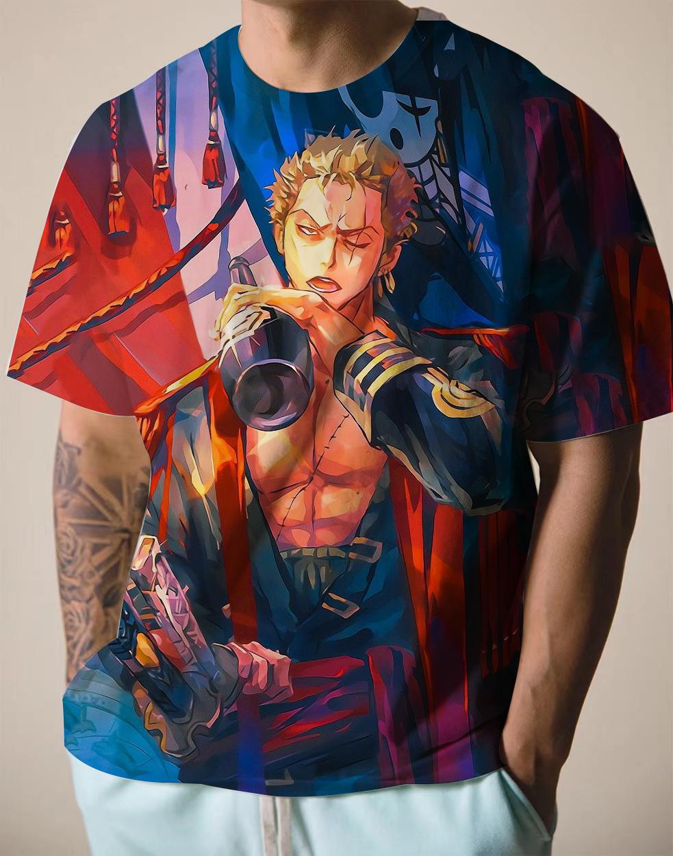 

Модная мужская цельная повседневная свободная футболка с Луффи, одежда большого размера 6XL, новинка лета 2022, с цифровой печатью и короткими рукавами XXXL