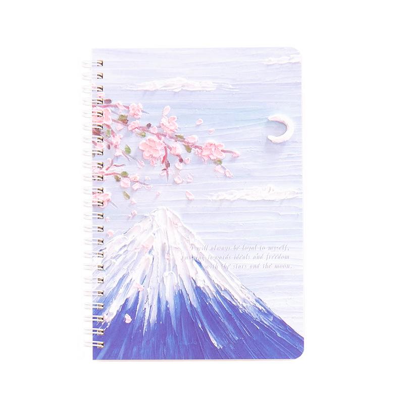 Oil Painting Landscape A5 Coil Student Cute Stationery Thickened Horizontal Line Memo Diary Notebook
