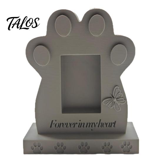 Marco de Foto para Mascotas con Textura Delicada, Lápida, Piedra Conmemorativa para Perro, con Ranura Integrada para Tarjeta de Foto, Mariposa 3D y Diseño de Pata de Recuerdo Conmemorativo, Adorno,