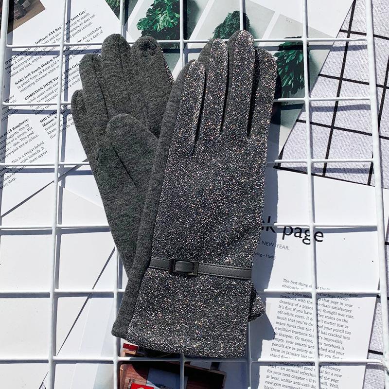 Women Winter Keep Warm Touch Screen Shiny Bright Silk Gloves Fashion Personality Elegant Luxury Style Drive Cycling
