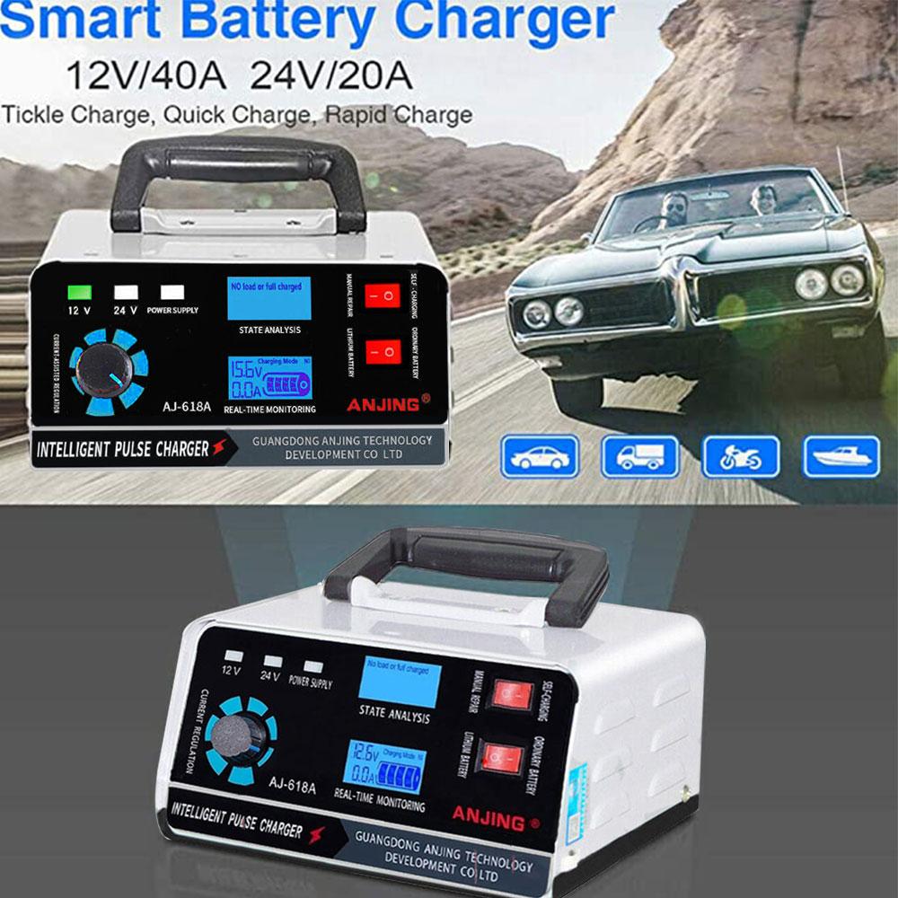 12V/24V 400W Smart Car Battery Charger Automatic Pulse Repair Boat Trickle