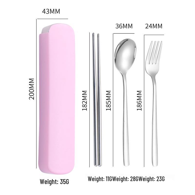 Spersonalizowany Zestaw Sztućców Ze Stali Nierdzewnej na Zewnątrz: Łyżka, Widelec i Pałeczki w Przenośnym Pudełku Prezentowym.