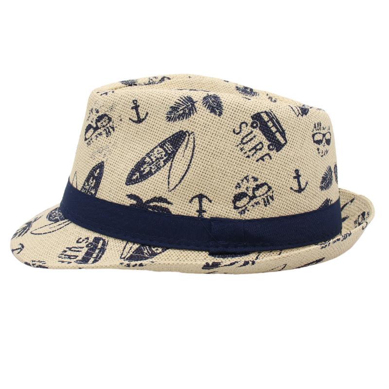 Hawaiian Beach Hat Short Brim Sun Hat Printed Sunscreen Breathable Straw Hat Vacation Sun Hat Men And Women