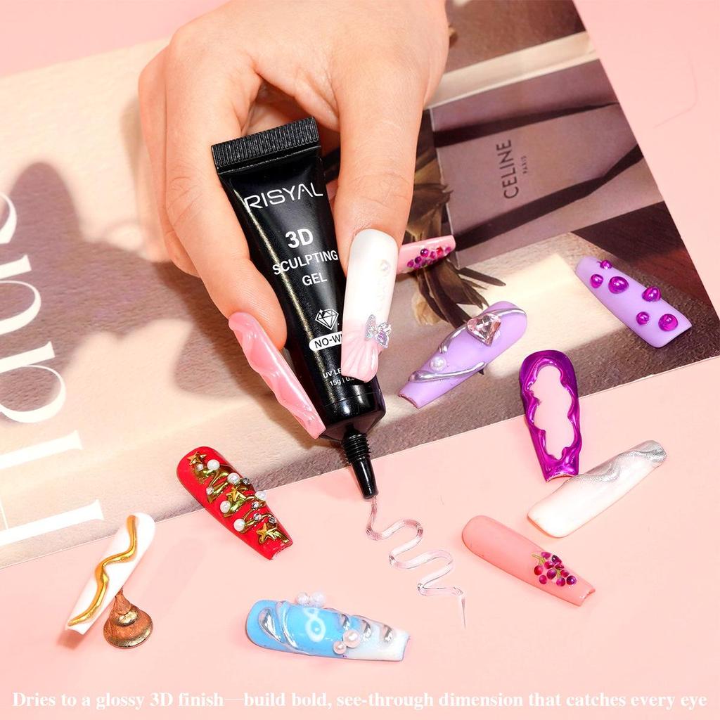 3D Non-Flowing Gel Glue: Easy-Wipe, Water Ripple Nail Art Adhesive