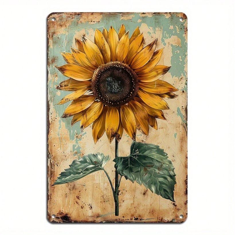 Vintage Sunflower Metal Poster 8x12 Inch Wall Art Outdoor Decor