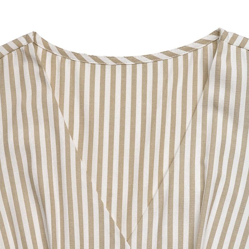 TIFICY Moda feminina casual verão primavera listra estampa sem mangas decote em v cintura alta calças macacões e macacões