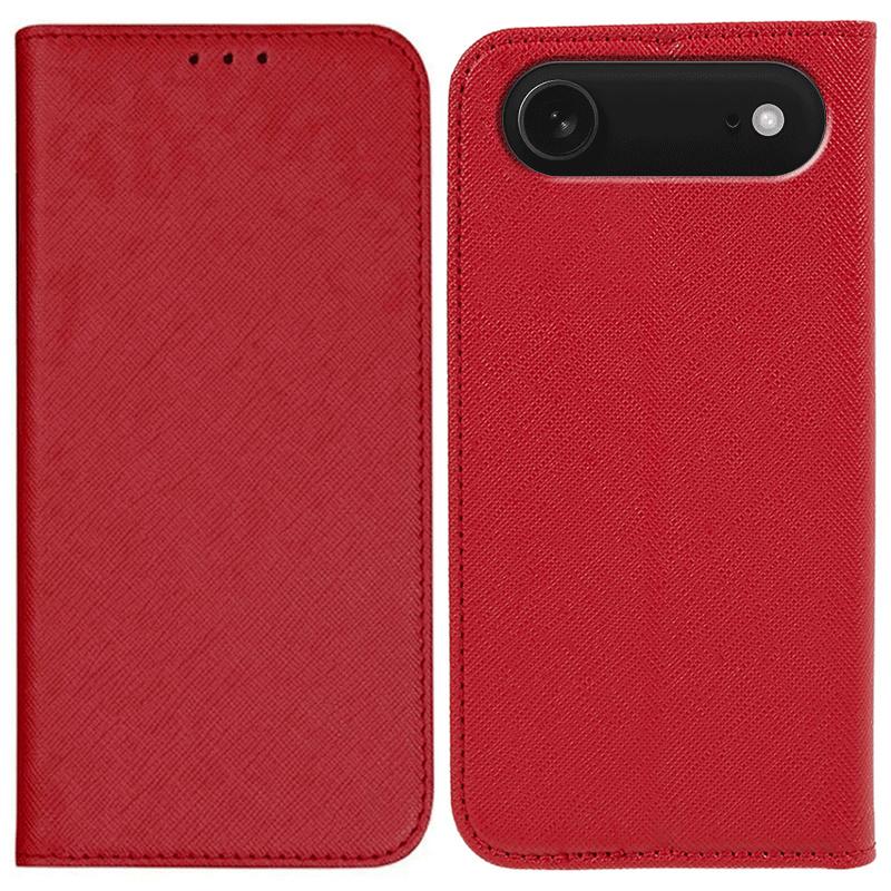 For iPhone 17 Air Case Cross Texture Leather Phone Cover Hidden Magnetic