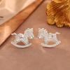 Cartoon Zircon Horse Earrings Chinese Style New Year Ear Studs  New Year Gift