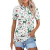Dámská móda Neformální košile s potiskem s klopou a krátkým rukávem Dámské topy se zapínáním na knoflíky