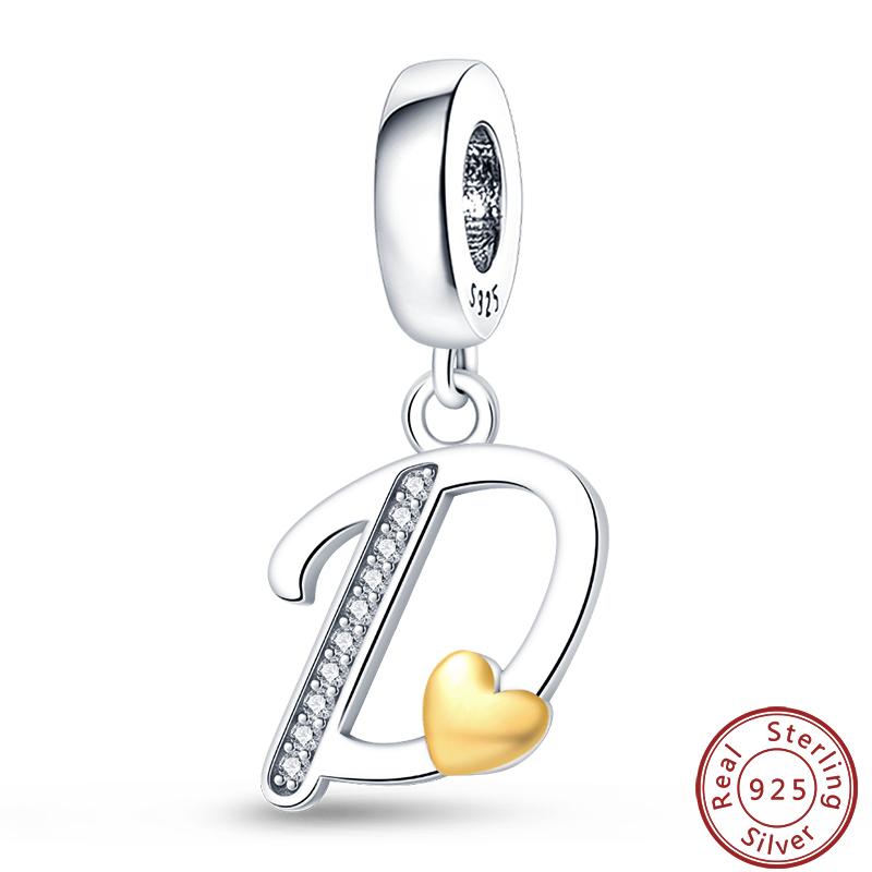 26 English Letter Series Copper Gold Heart-Shaped Design Charms Beads 3Mm Diy Fine Jewelry Making