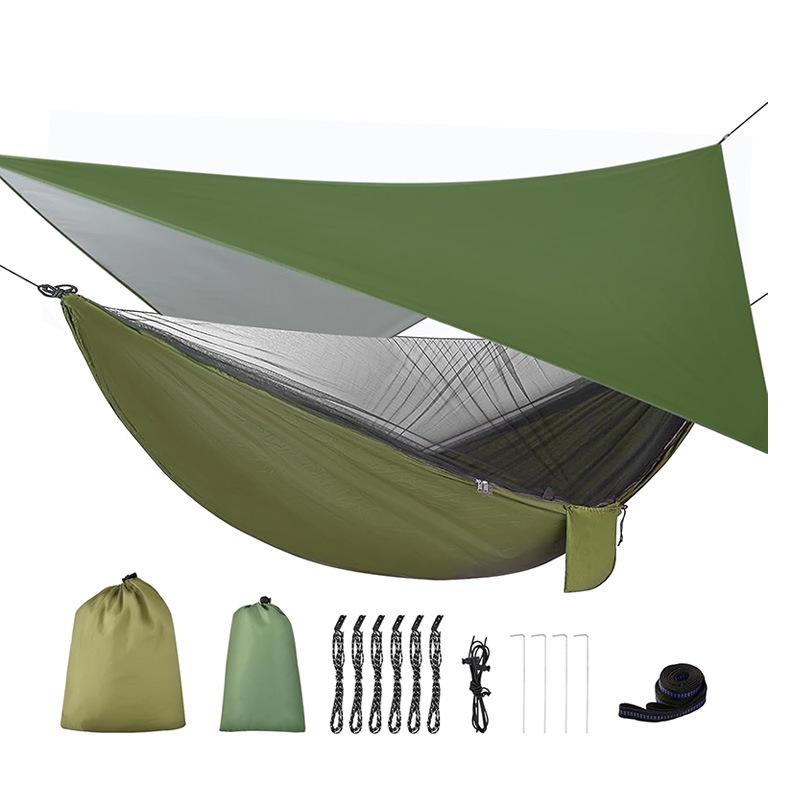 Waterproof Green Camping Hammock with Mosquito Net - Portable Single/Double Tent for Outdoor & Indoor Use