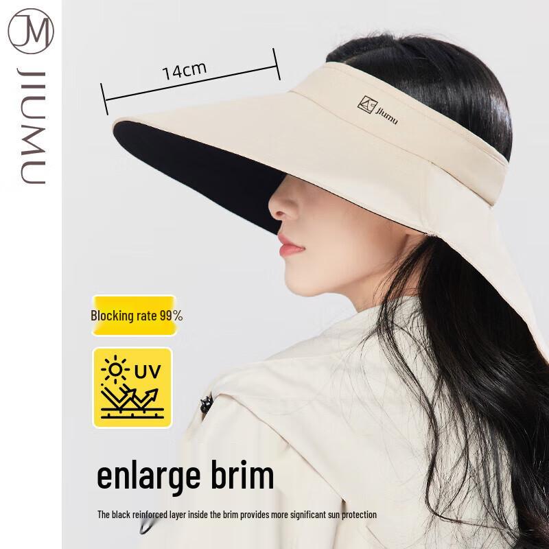 JIUMU Women's Summer Open-Top Wide-Brim Sun Hat with Neck Protection