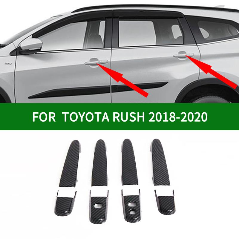 Glossy accessories black Carbon fiber pattern car side door handle cover trim for TOYOTA RUSH 2018- rush