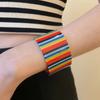 Leopard Print Striped Acrylic Bangle Geometric Smudged Hand Ring Simple Open Wide Bracelet  Gift