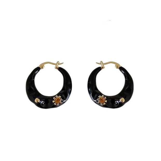 Hong Kong Retro Sunflower Earrings: Light Luxury Irregular Circle Enamel Drip Design for Women