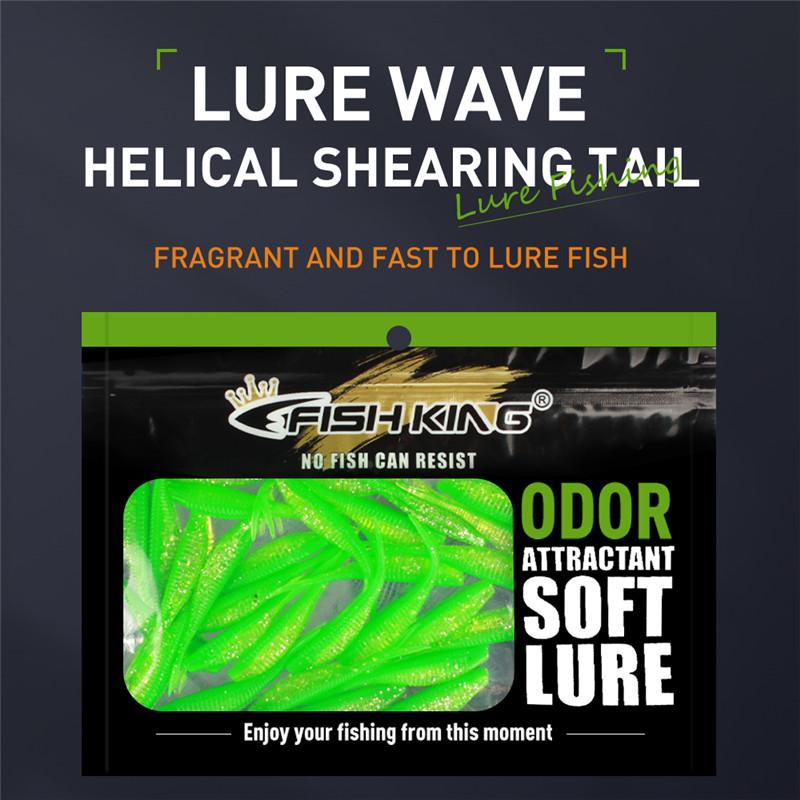 FTK 30pcs Threaded Scissor Tail Bait Artificial Bait, Soft Silicone Bait, Worm Jigging Plastic Bait