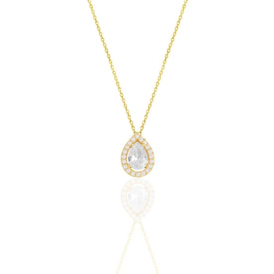 

Silver gold gilded zircon stone drop model necklace