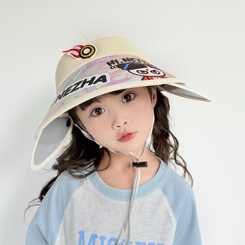 Children's Sun Protection Hat with Fan Boy Summer Outdoor Sky Top Hat Girl Retractable Large Hat Brim Sun Hat