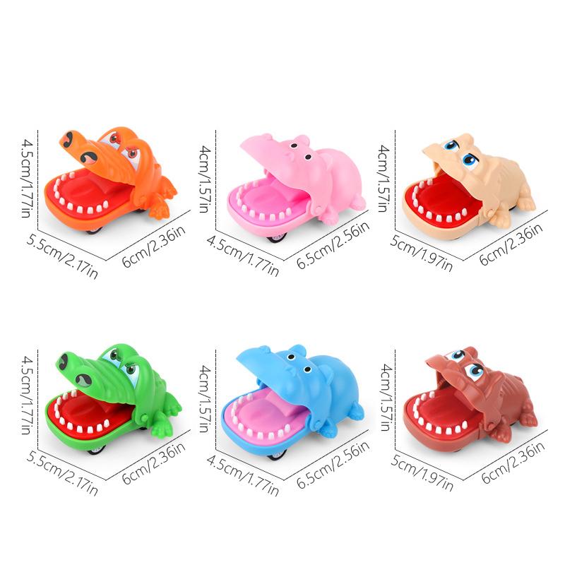 Biting Hand Crocodile Mouth Pull-Back Car Toy Cartoon Hippo Puppy Animal Pull Back Toy Car Press Teeth Bite Fingers Tricky Toy