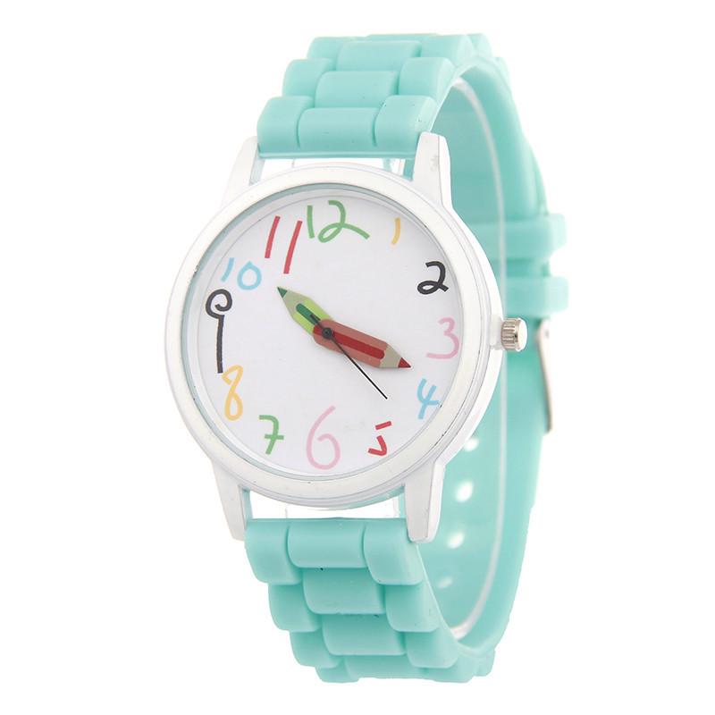 Korean Style Cute Student Quartz Watch with Colorful Numbers and Silicone Strap