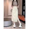Jupe Midi fendue taille haute style français – Printemps/Été 2026 Coupe trapèze ajustée aux hanches pour femme petite taille