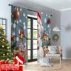 2pcs 2D Flat Printing Merry Christmas Window Curtains Cute Snowman Christmas Bells 100% Polyester Fabric Without Electricity