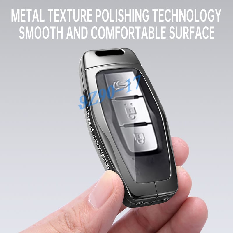 Metal Carbon Fiber Car Key Fob Case Cover, Anti-Scratch Protective Shell With Keychain For  Mitsubishi Outlander Triton