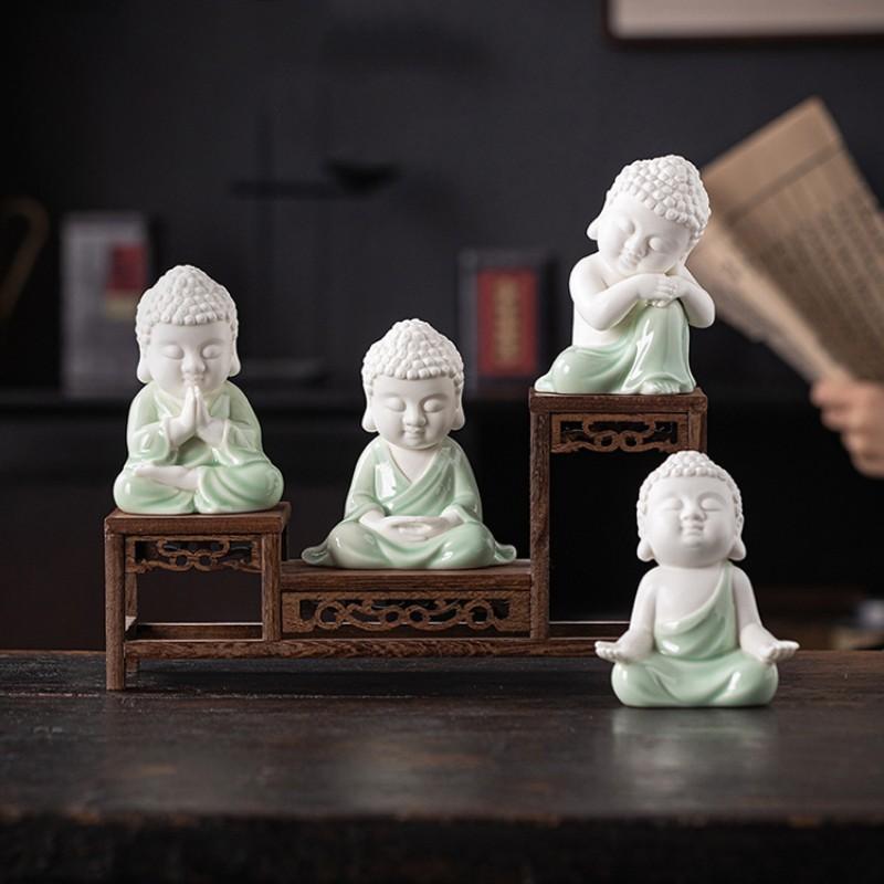 Zen Keramik Tathagata Buddha kleine Dekoration kreativer schöner Tee Buddha Teehaus Ornament Auto Haus Büro FENG SHUI Dekoration