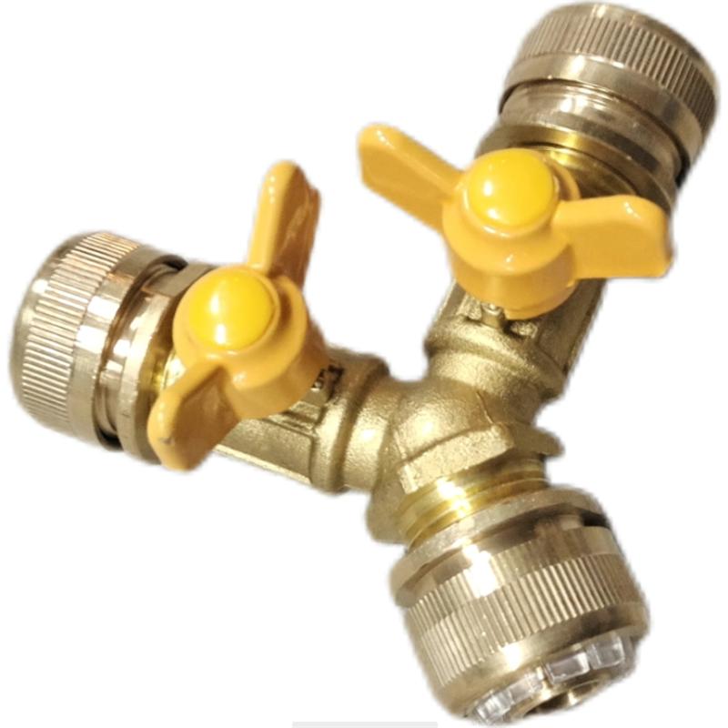 Brass Push-to-Connect Ball Valve Reducing Tee for Water Pipes (Sizes: 6/8/10/12/14/16mm)