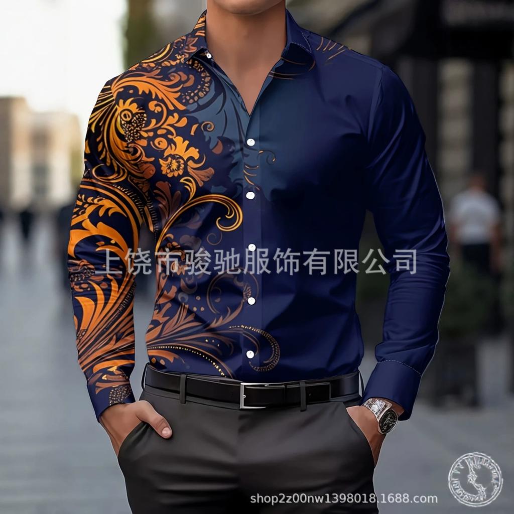 Modisches Herren-Langarmhemd, Einzigartiges Muster für vielseitigen Look
