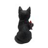 Black Cat Statue Halloween Decorative Holiday Statue Decorative Cat Eating Dwarf Figurine For Display Cabinet Nightstand Dining