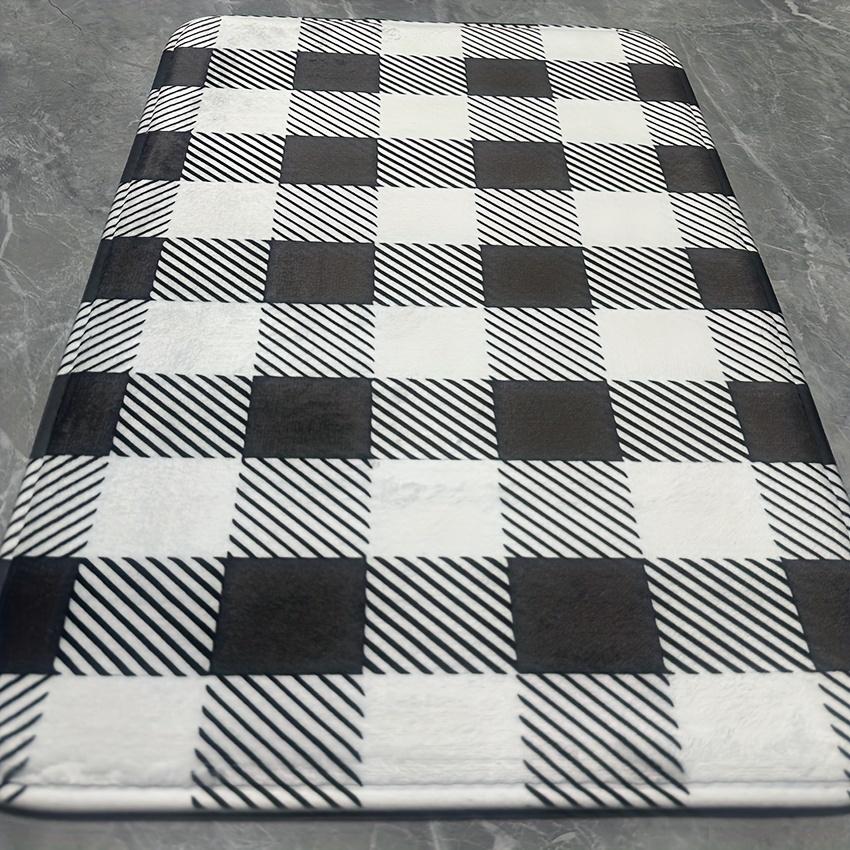 Black and White Plaid Kitchen Mat Soft Thickened Kitchen Floor Mat Waterproof Non-slip Oil-proof Floor Mat Runner Rug