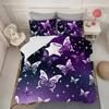 Leichter Luxus Lila Schmetterling Bettbezug Queen King Size Merkmal Digitaldruck Bettwäscheset Weich Und Bequem 3 Teile Ohne Bettdecke