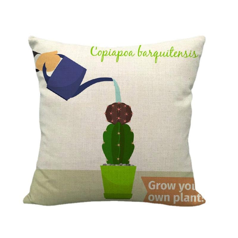 The Pattern Of The Watering Cactus Digital Printing Short Plush Pillow Covers For Car Sofa Office Cushion Cover Home Goods