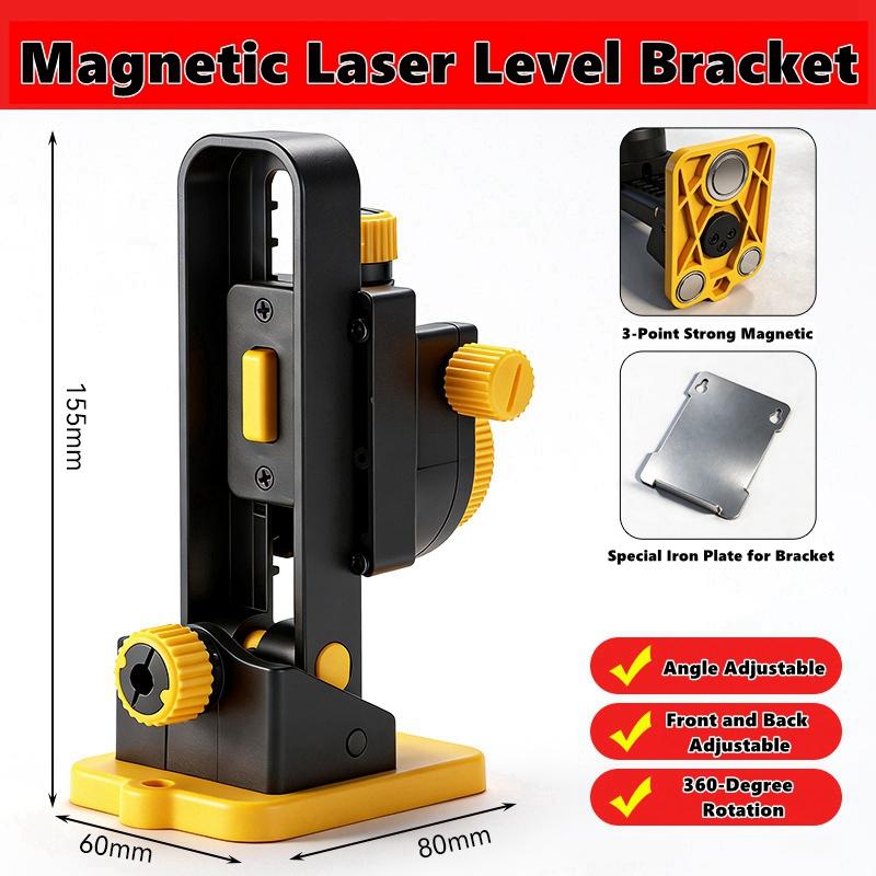 Fine-tuning Bracket Laser Level Holder ,360° Adjustable Powerful Magnetic Pivoting Base Leveling Wall Mount Bracket,