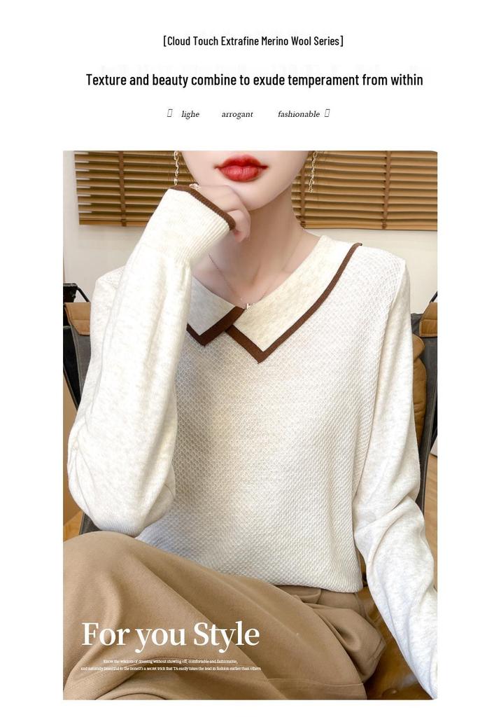 Women's Doll Collar Honeycomb Knit Sweater - Soft, Versatile, and Stylish Autumn/Winter Outerwear.