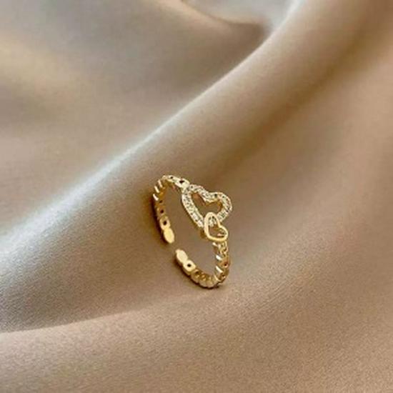 Anello di alta gamma placcato oro con design floreale coreano