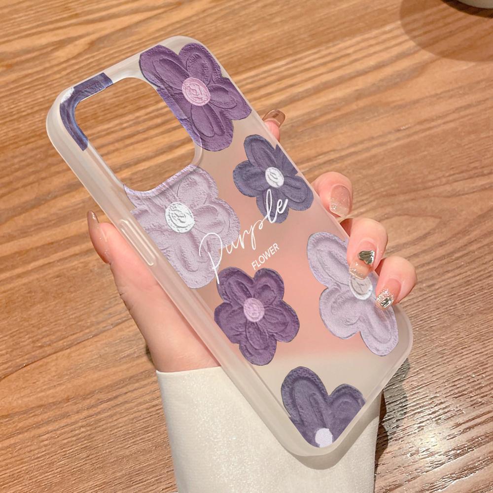Handyhüllen für iPhone 11 13 15 Pro Max 12 14 Pro Max Hülle iPhone 16 15 Plus 13 Pro 12 Frosted Texture Painted Cartoon Flowers