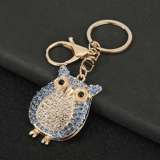 Rhinestones Owl Keychain Exquisite Owl Crystal Keychain with Rotating Lobster Clasp Elegant Bag Charms