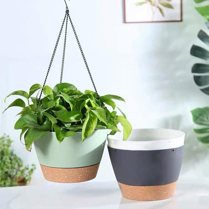 Hanging Basket Flowerpot Balcony Chlorophytum Comosum Planting Pot Household Hanging Green Plant Flower Pot Planter Basin Garden Deco